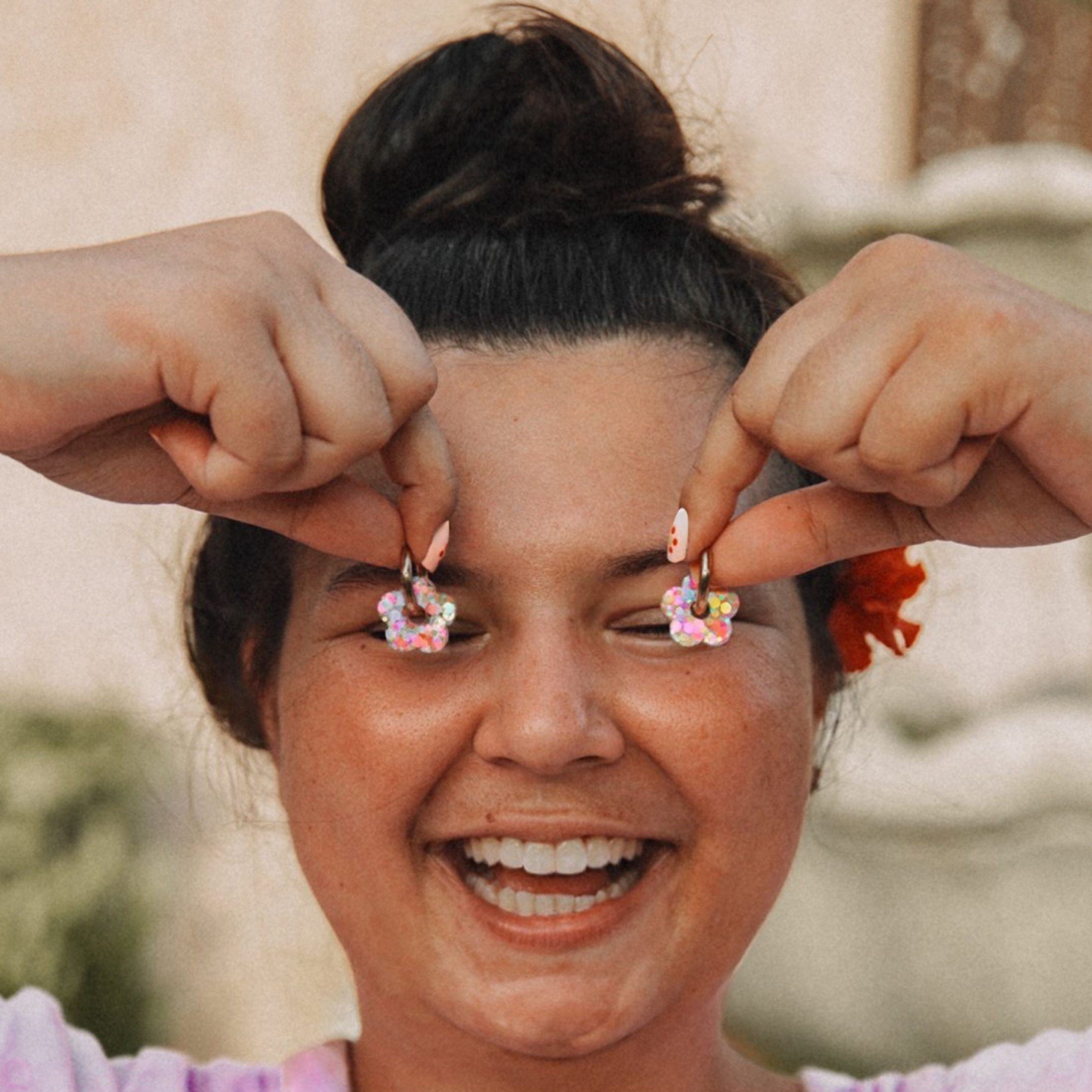 Créoles Fleur Bubble Gum