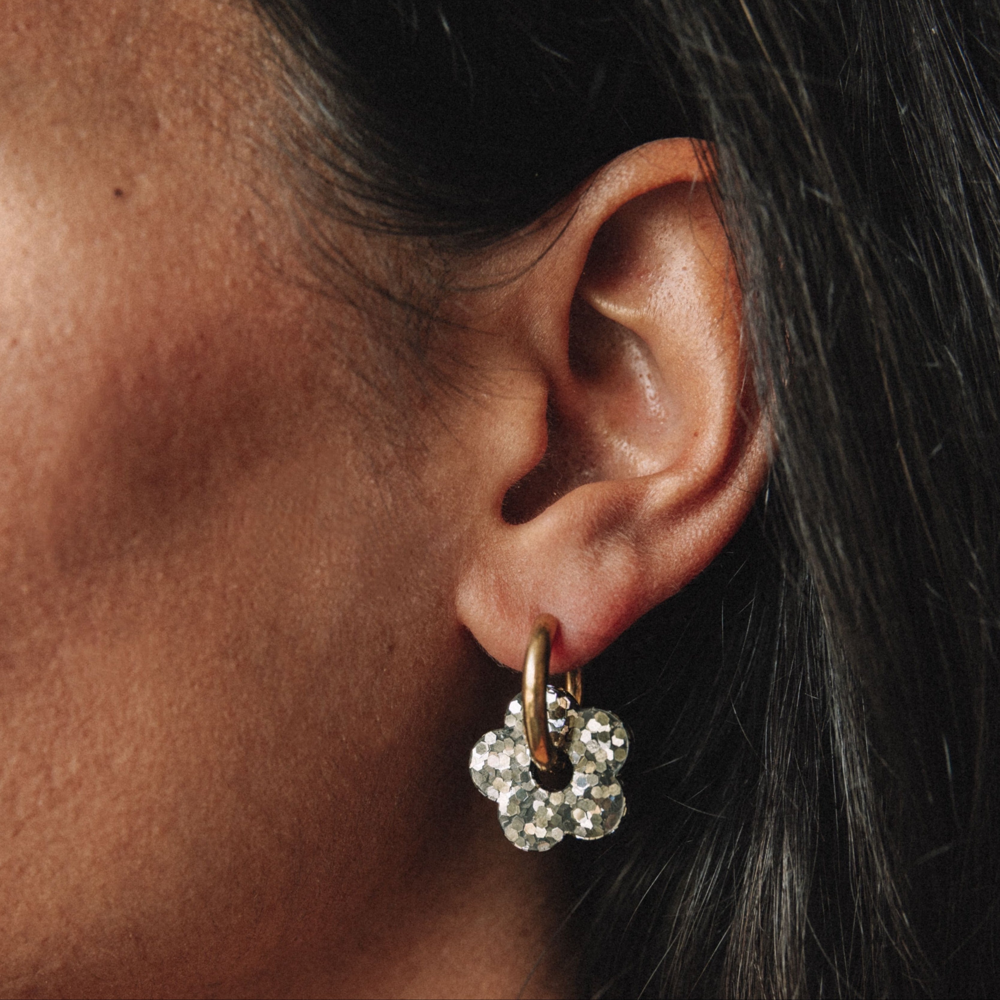 Créoles Fleur Mix Dark Green