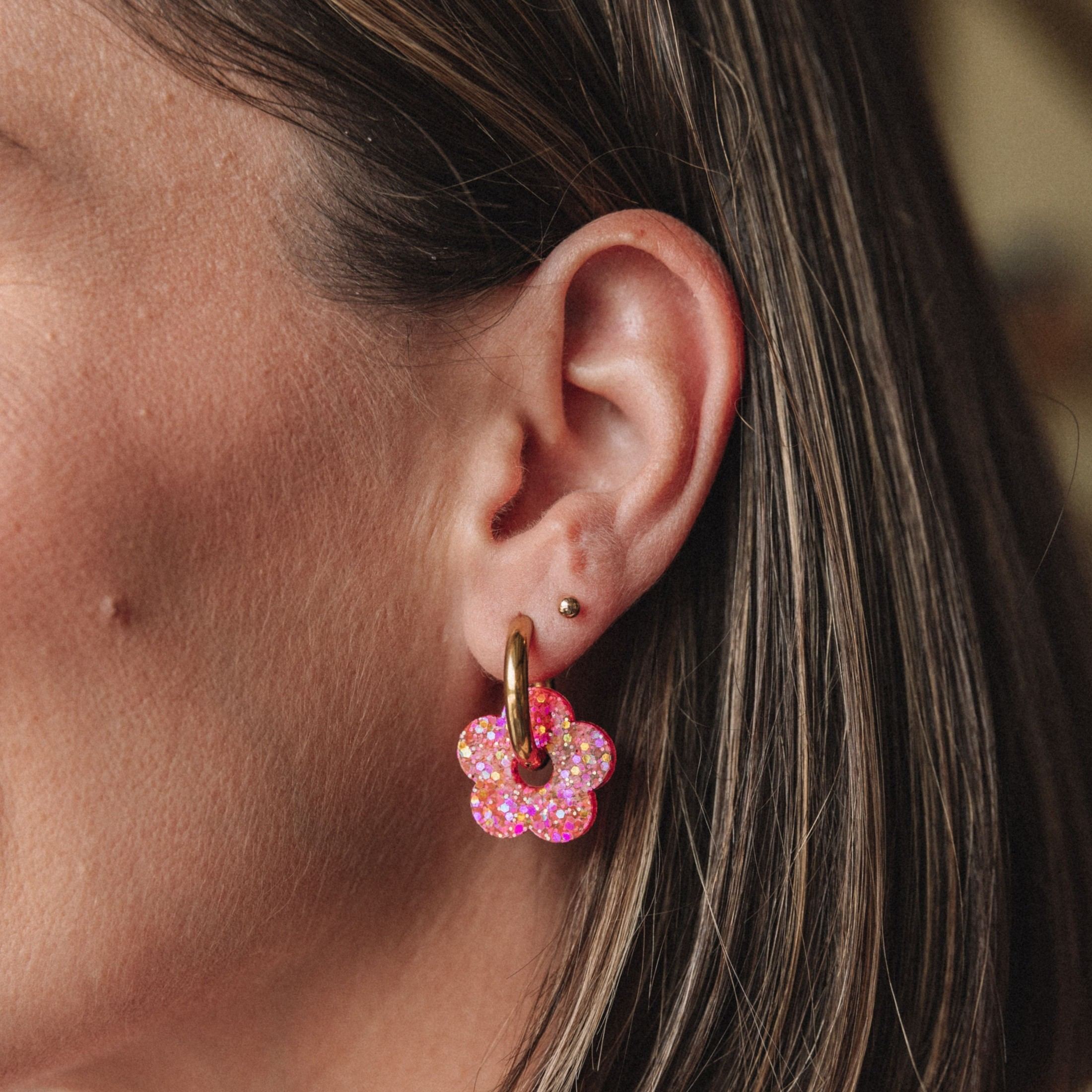 Créoles Fleur Mix Fuchsia