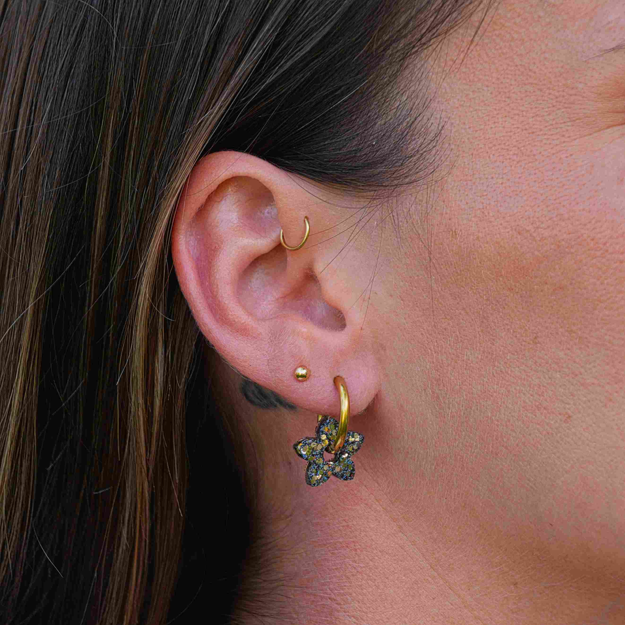 Mini Tiaré Hoop Earrings Dark Gold