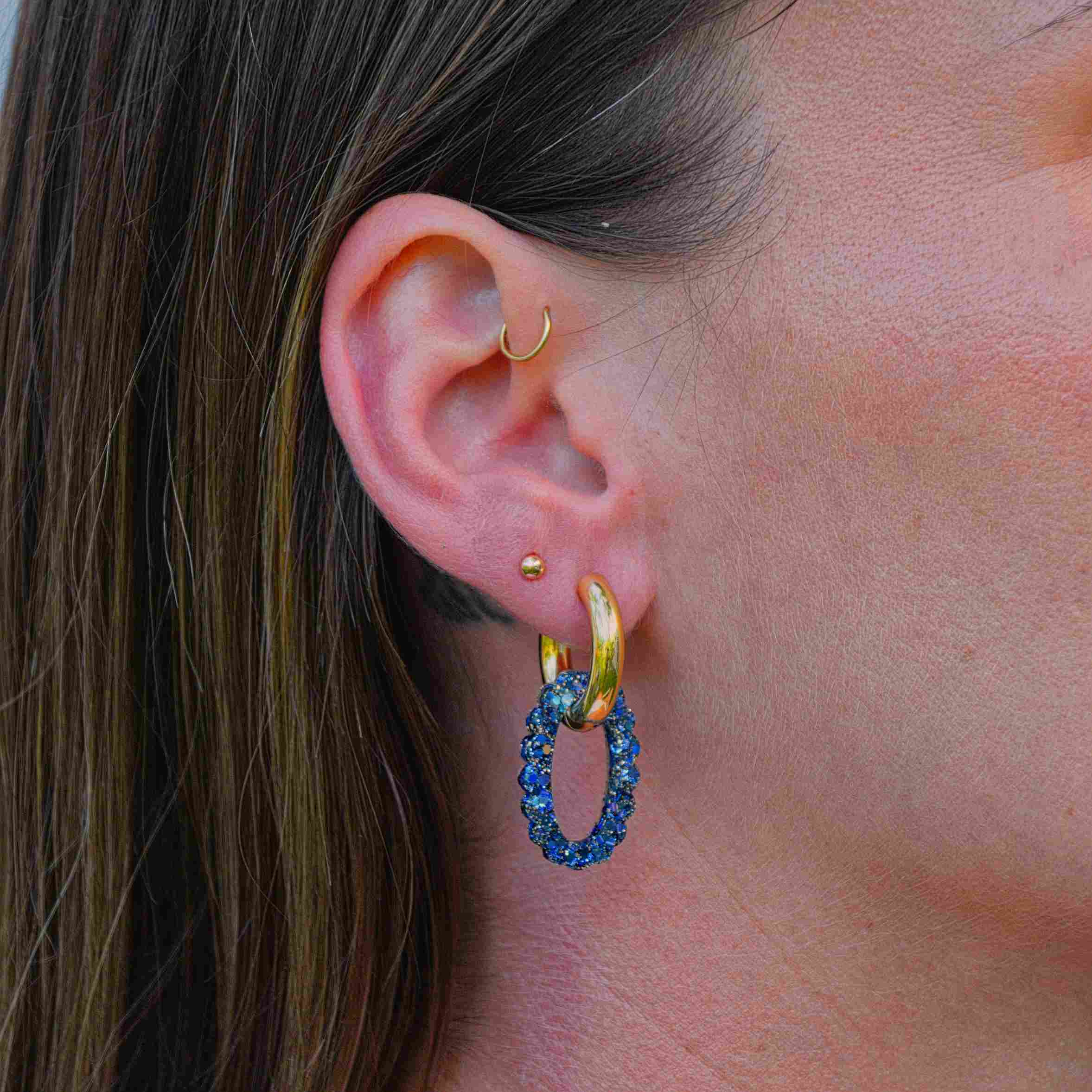 Créoles Ovale Mix Bleu