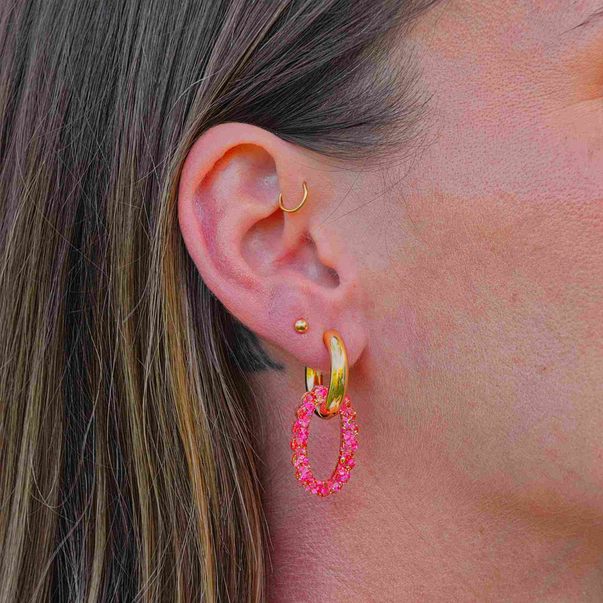 Créoles Ovale Mix Rose Rouge