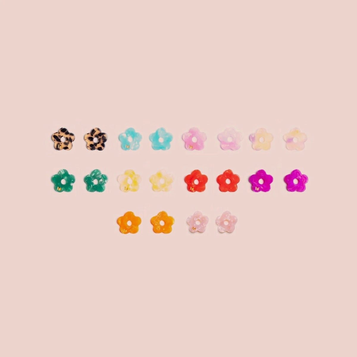 Mini Acetate Flower charms: all available pairs and colours – Les Nicolettes
