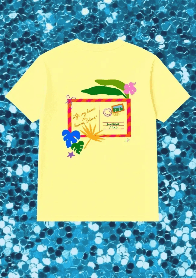 T-shirt Jaune | Carte Postale Réunion-Les Nicolettes