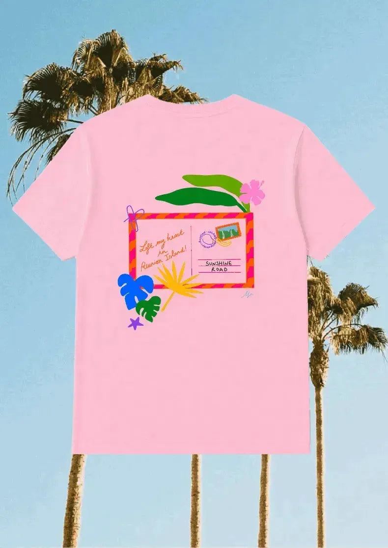 T-shirt Rose | Carte Postale Réunion-Les Nicolettes