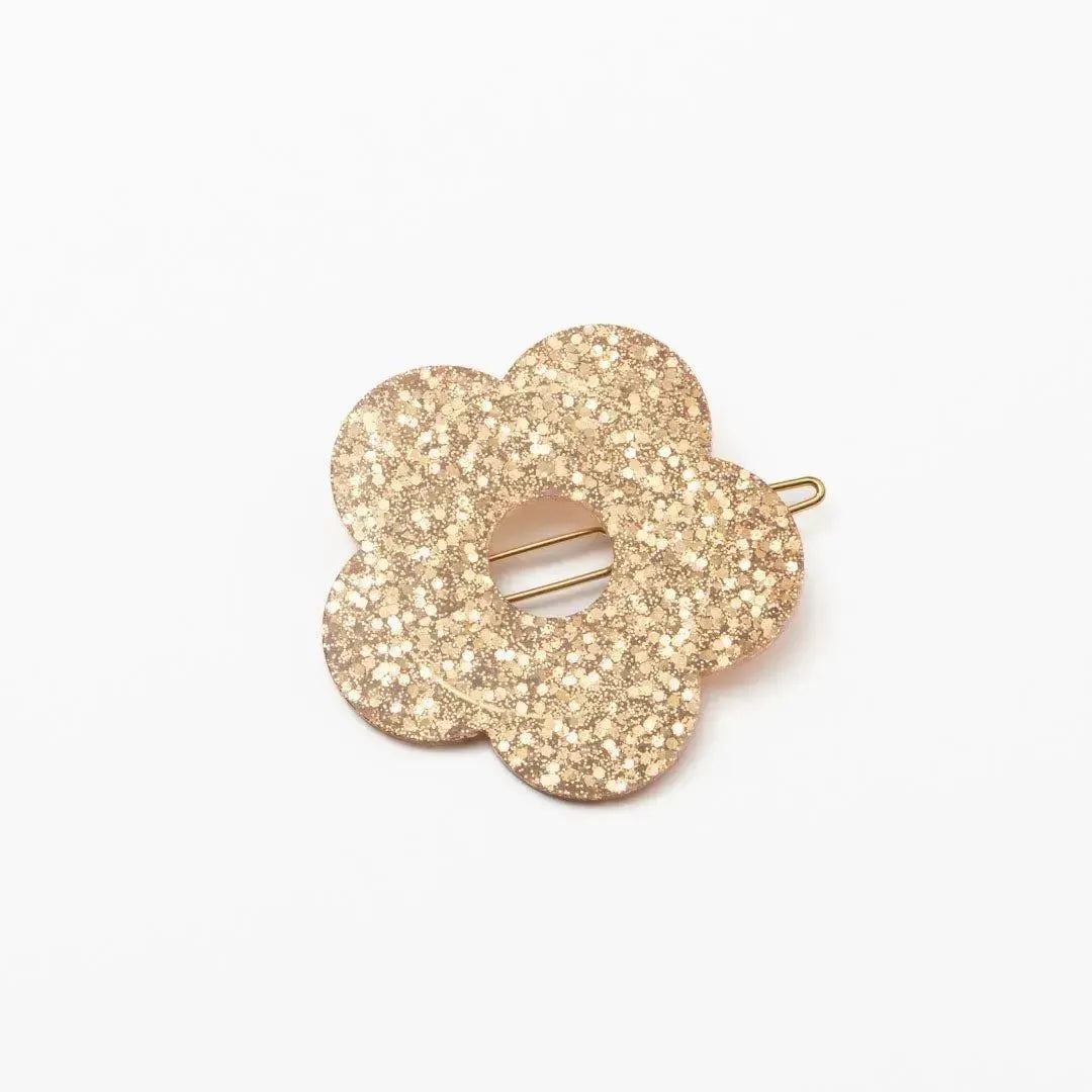 Barrette ronde Fleur Champagne-Les Nicolettes