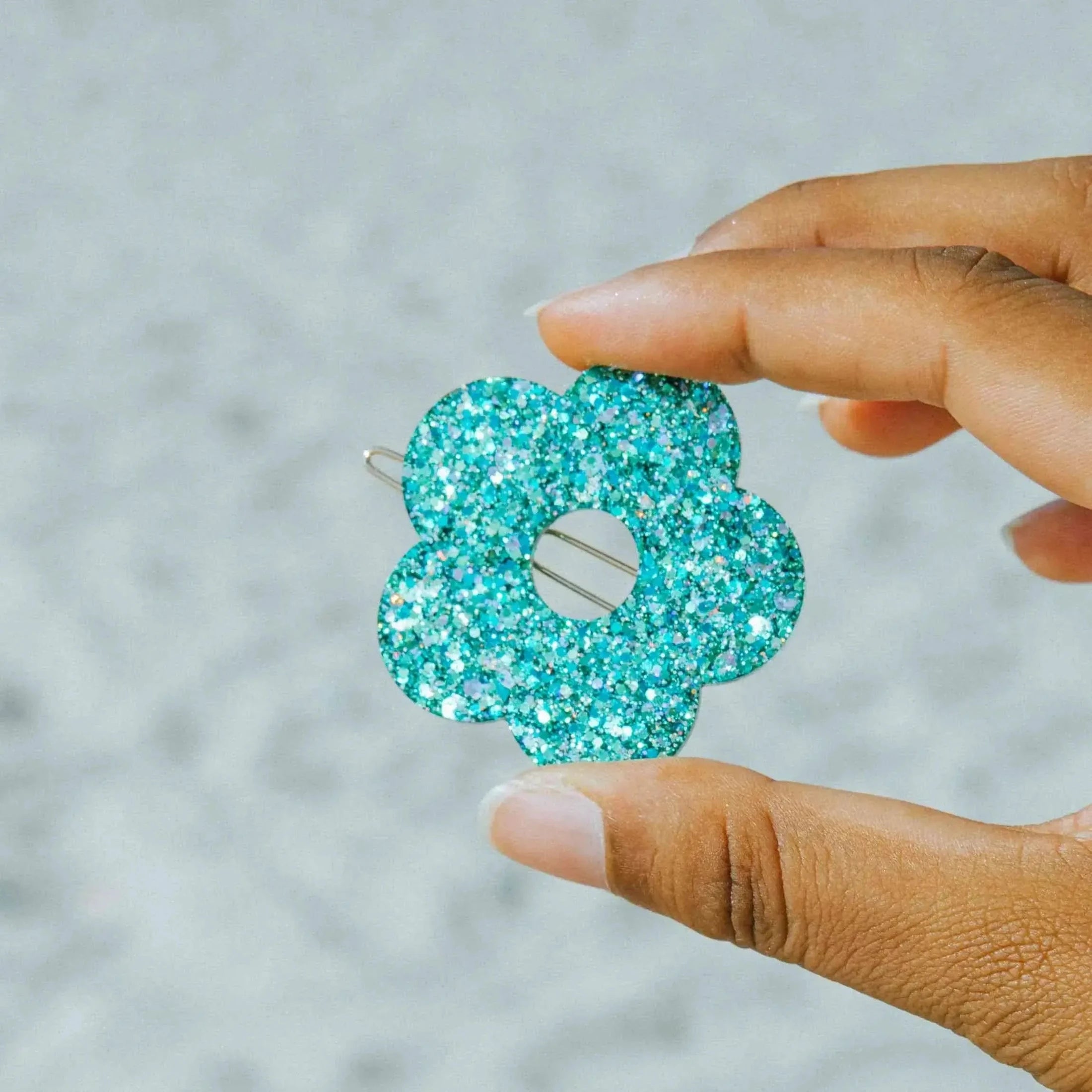 Barrette ronde Fleur Mix Vert 2.0-Les Nicolettes