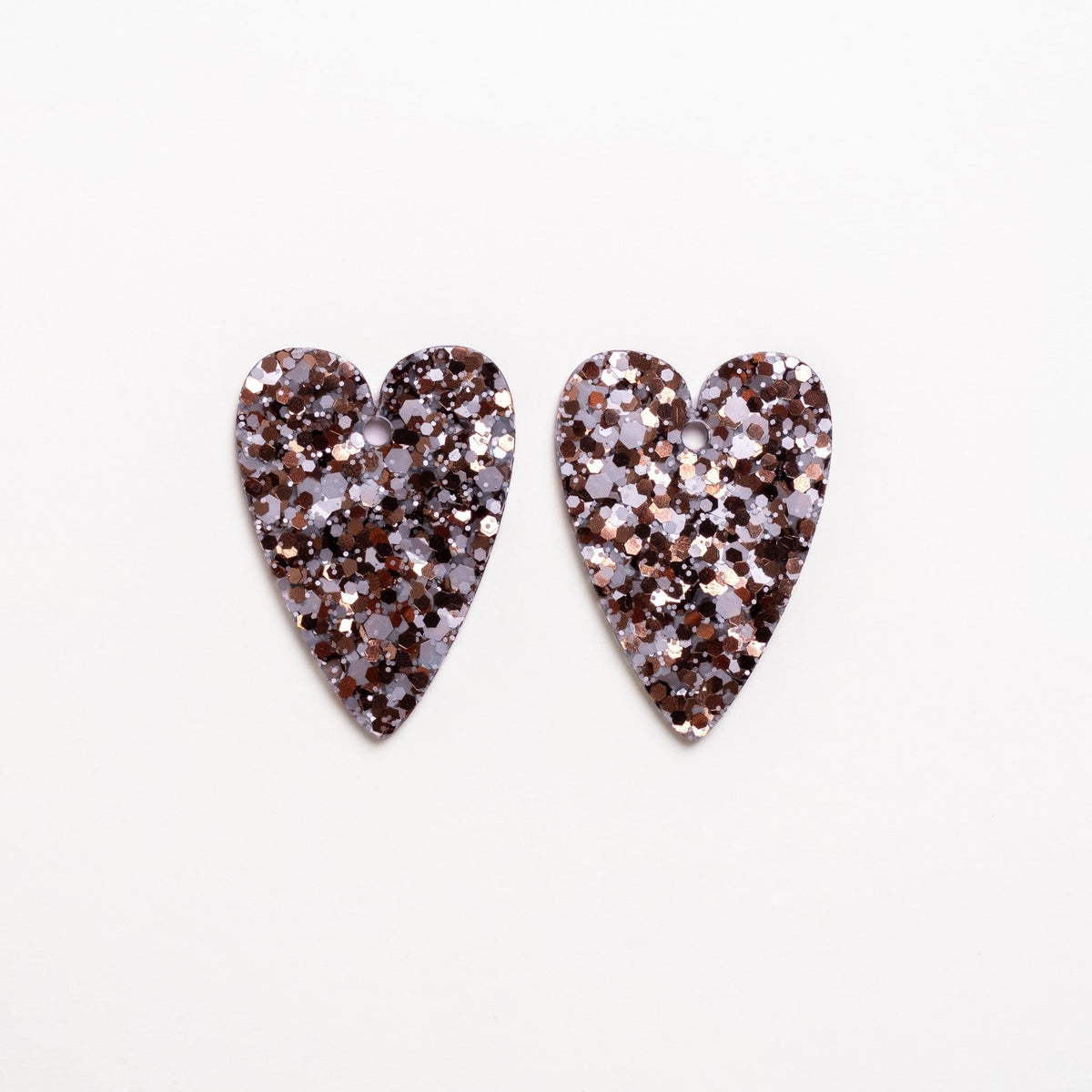 Boucles d'oreilles Cœur Mix Bleu Marron-Les Nicolettes
