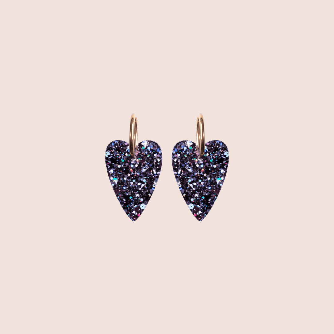 Boucles d'oreilles Cœur Mix Noir-Les Nicolettes