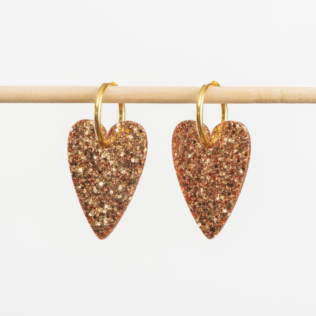 Boucles d'oreilles Champagne fait main en France en résine époxy et acier inoxydable Les Nicolettes