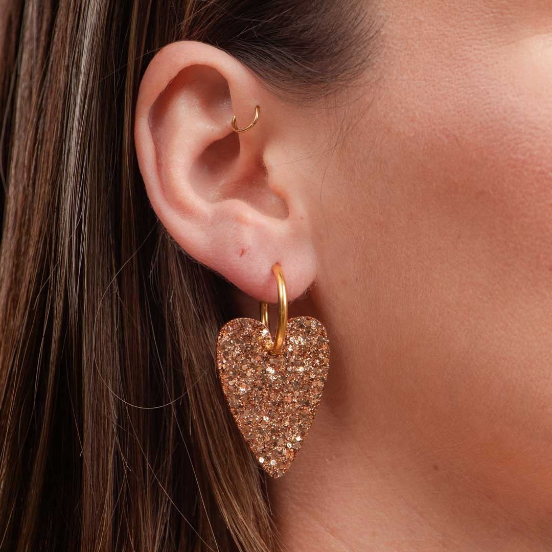 Boucles d'oreilles Champagne fait main en France en résine époxy et acier inoxydable Les Nicolettes