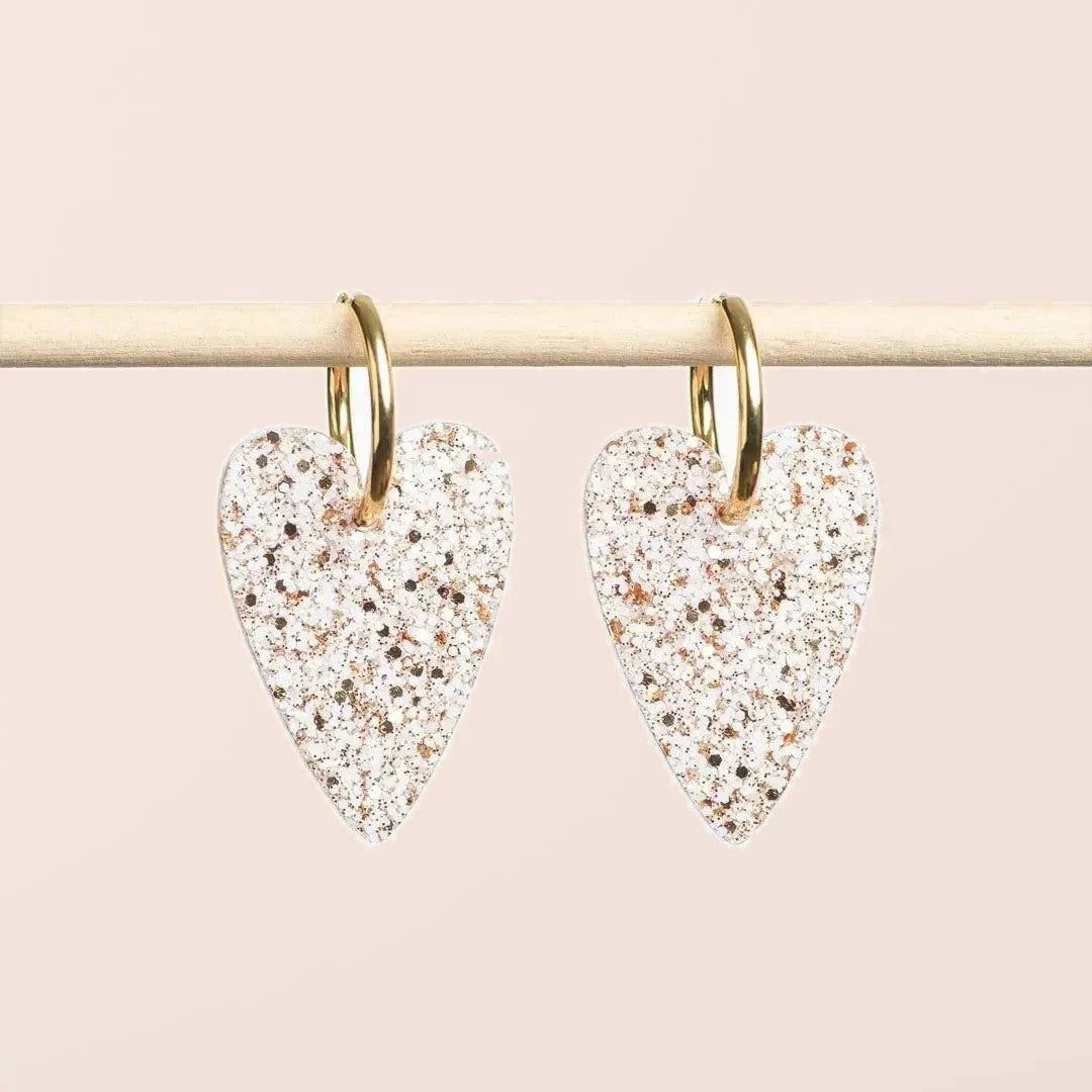 Boucles d'oreilles Cœur Ivoire Champagne – Les Nicolettes