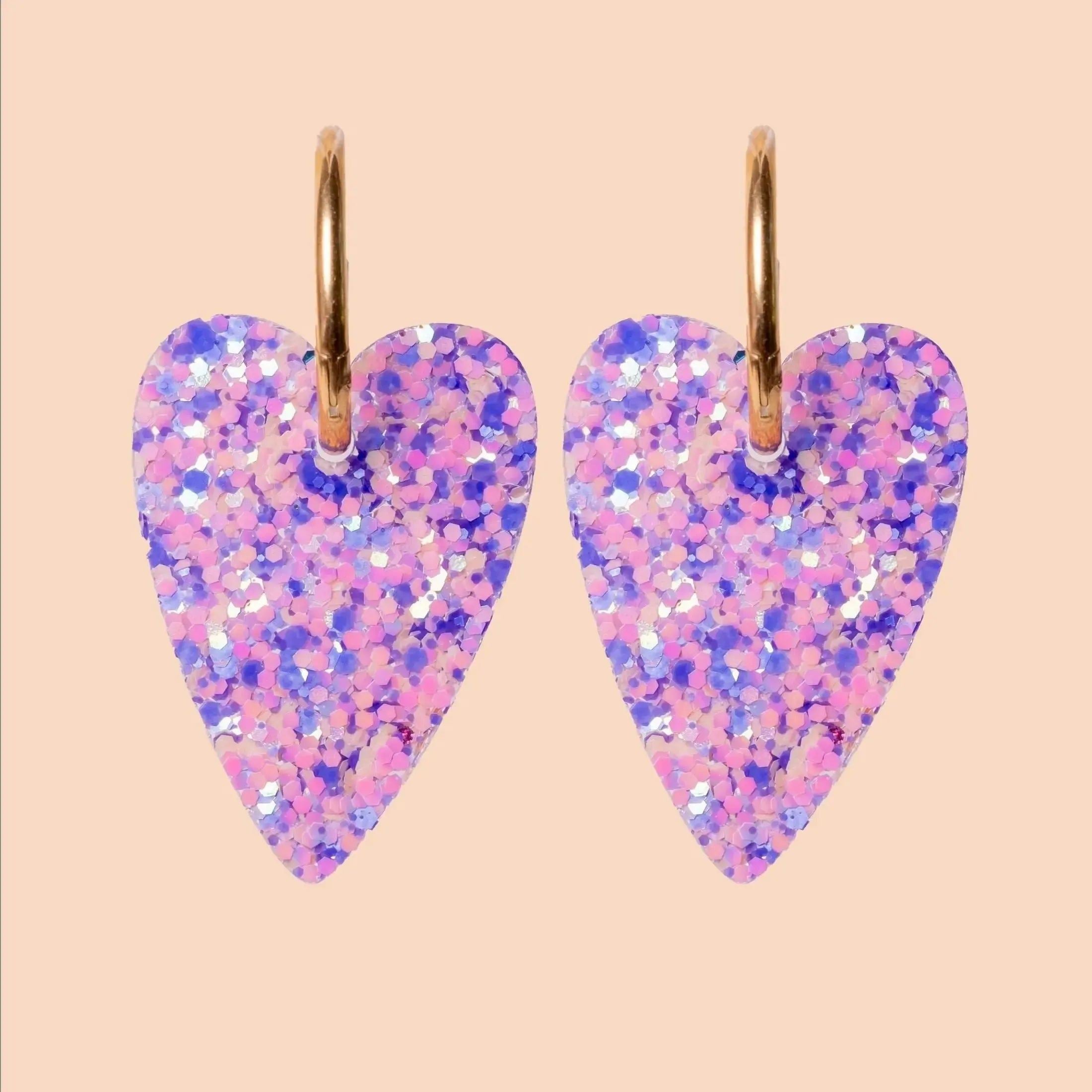 Boucles d'oreilles Cœur Mauve Orange-Les Nicolettes