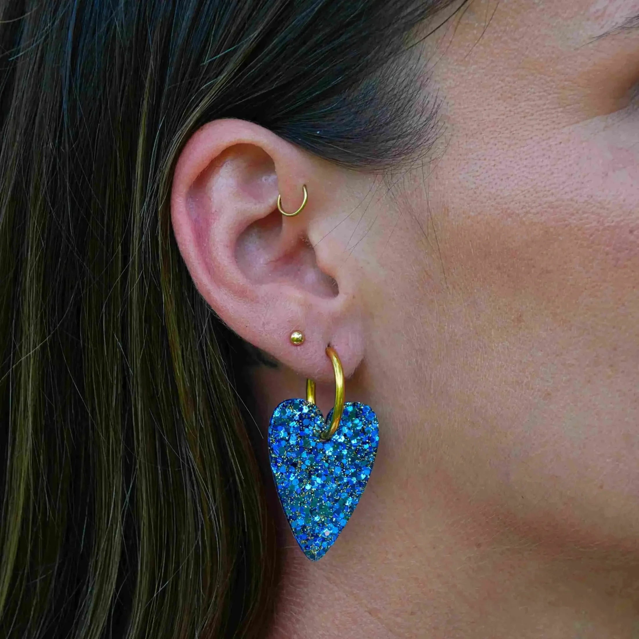 Boucles d'oreilles Cœur Mix Bleu-Les Nicolettes