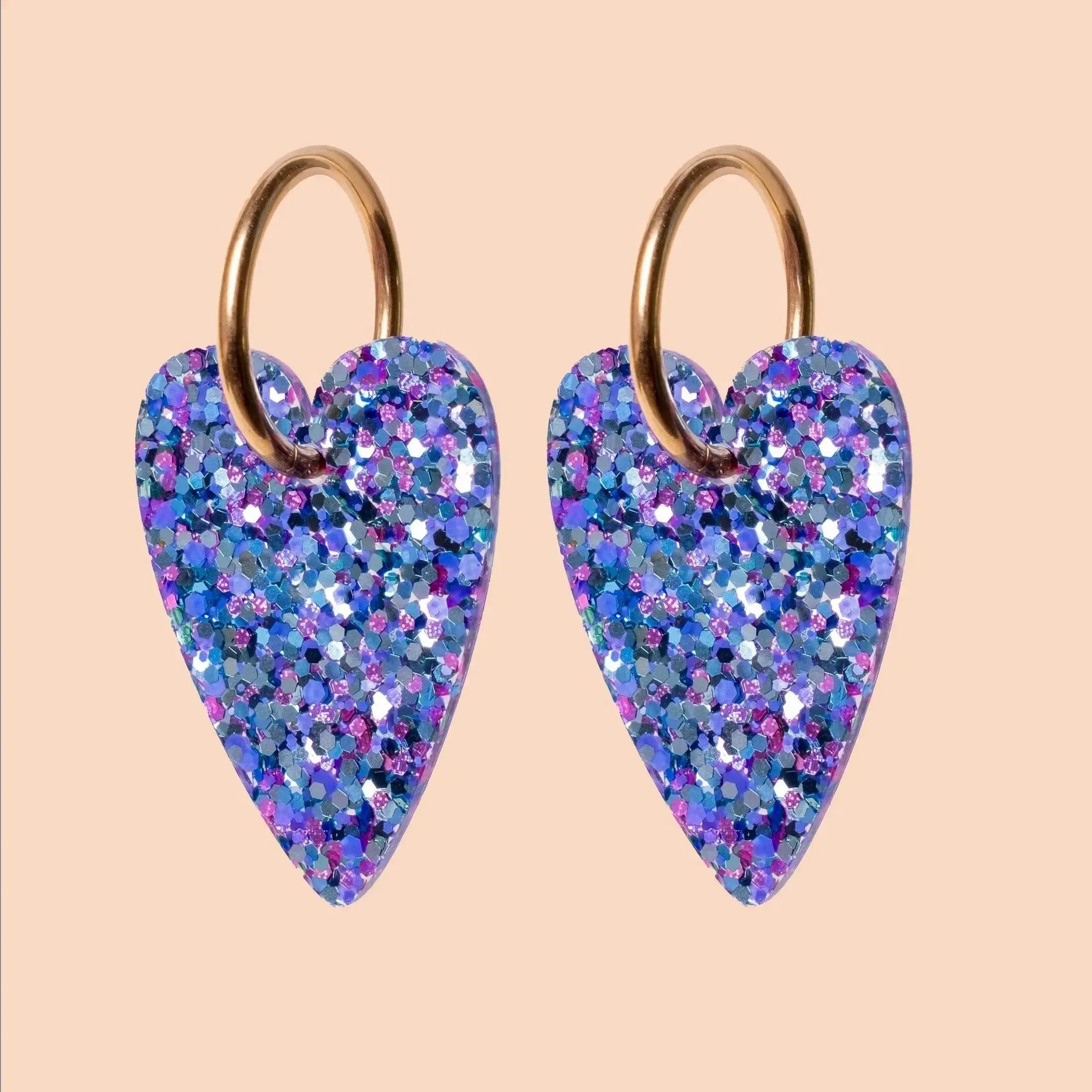Boucles d'oreilles Cœur Mix Violet Bleu-Les Nicolettes