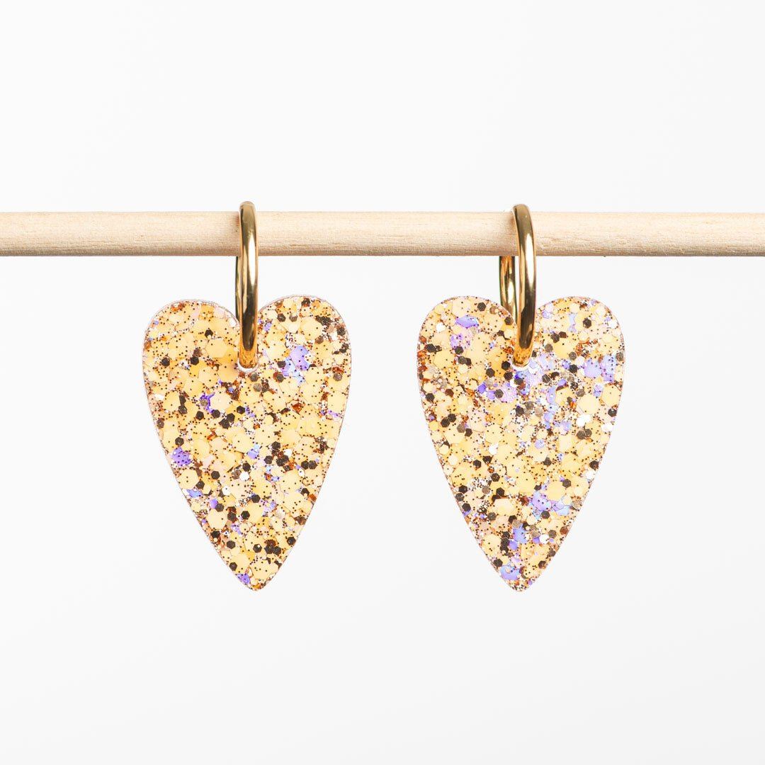 Boucles d'oreilles Cœur Pêche Champagne-Les Nicolettes