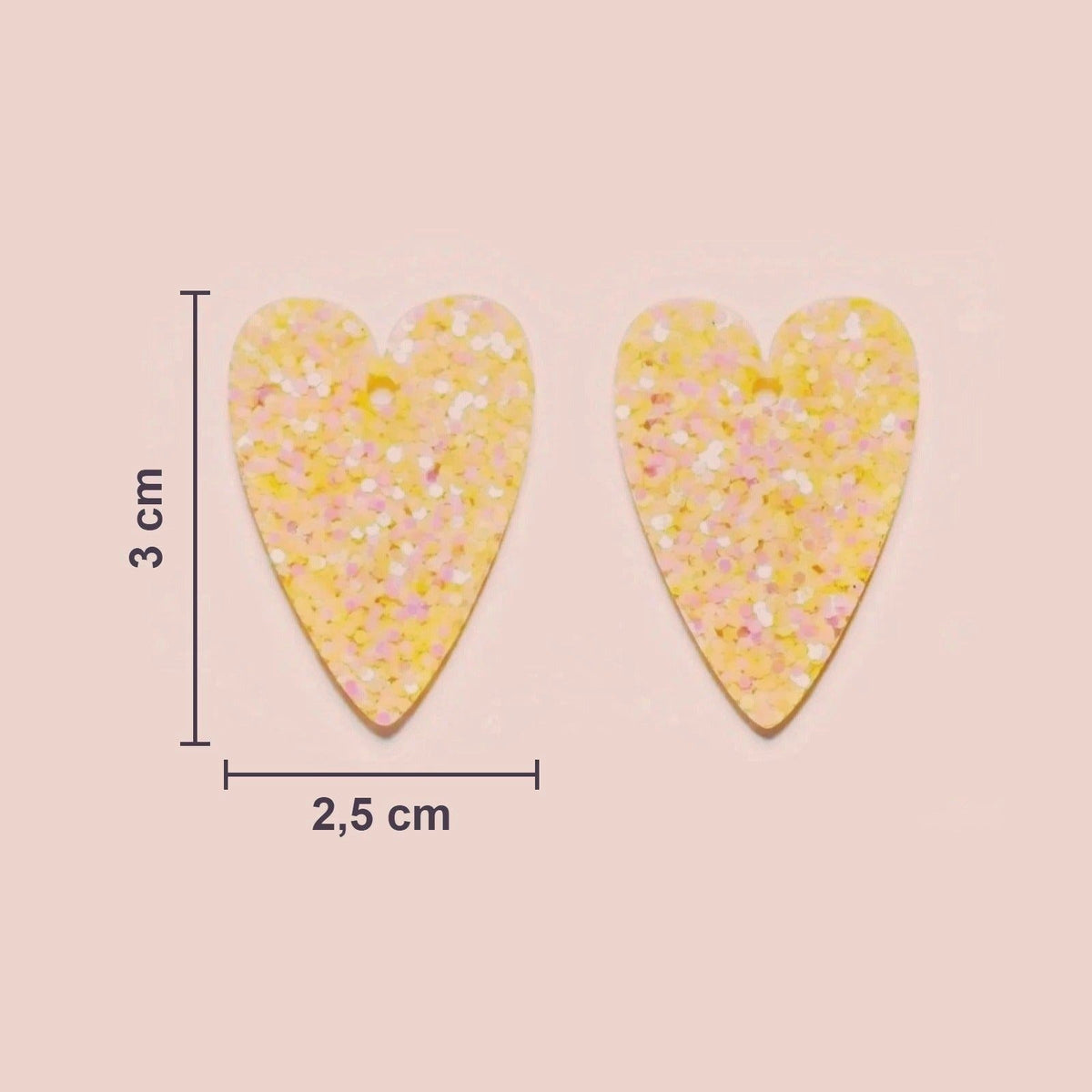 Tamaño real de los charms Corazón: 3 cm de alto y 2,5 cm de ancho