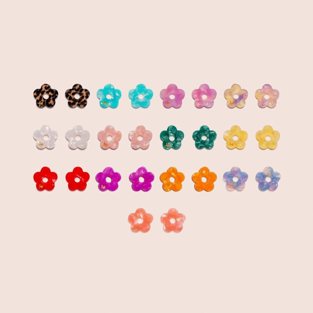Acetate Flower charms: all available pairs and colours – Les Nicolettes