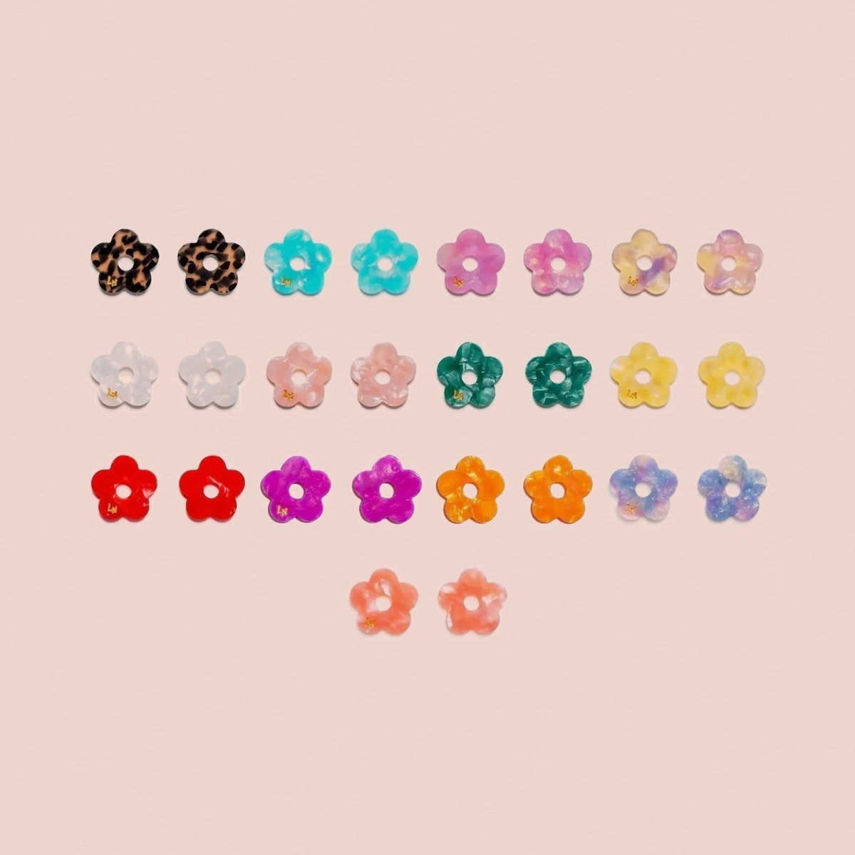 Acetate Flower charms: all available pairs and colours – Les Nicolettes