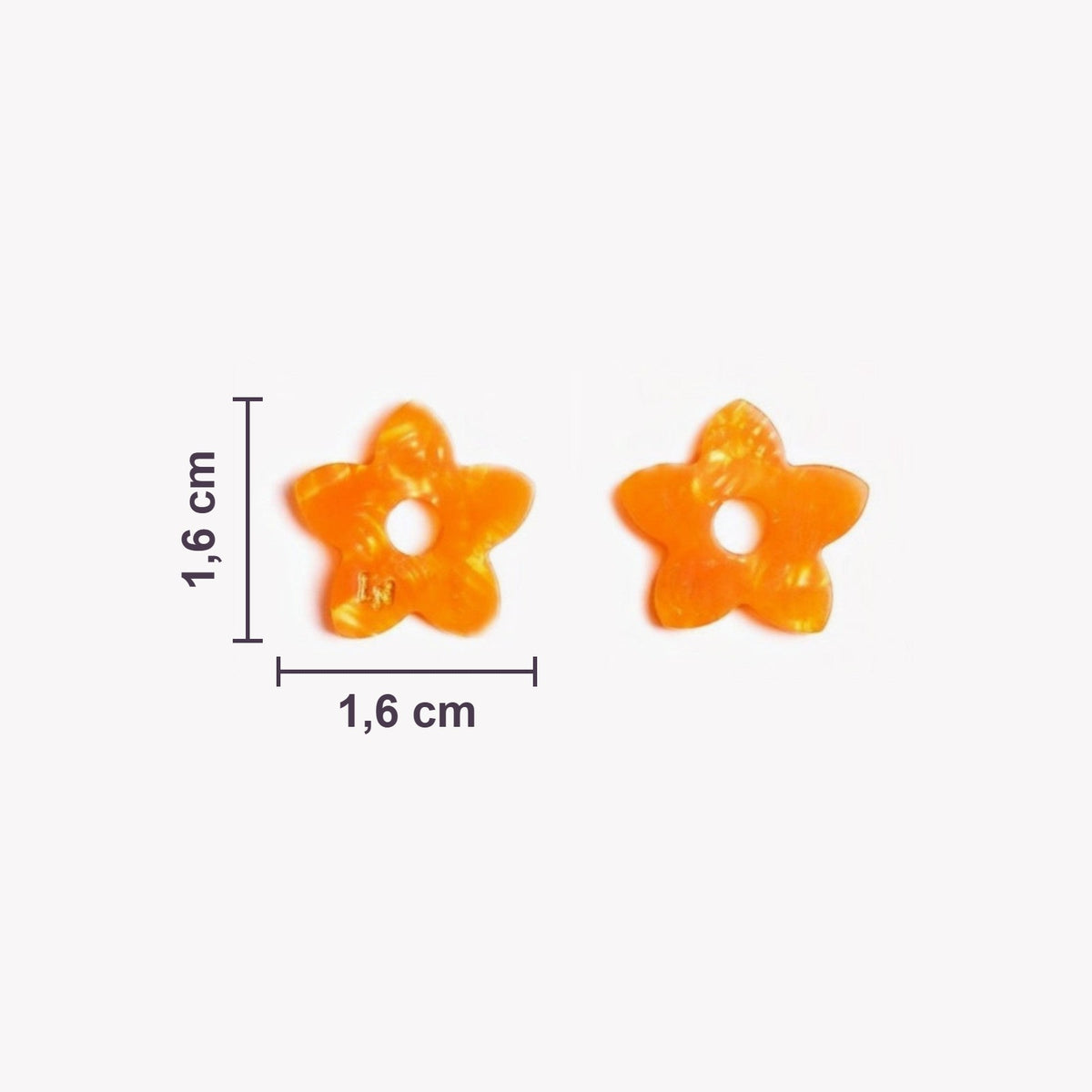Dimensioni reali dei charms Mini Tiaré Acetato: 1,6 cm di diametro