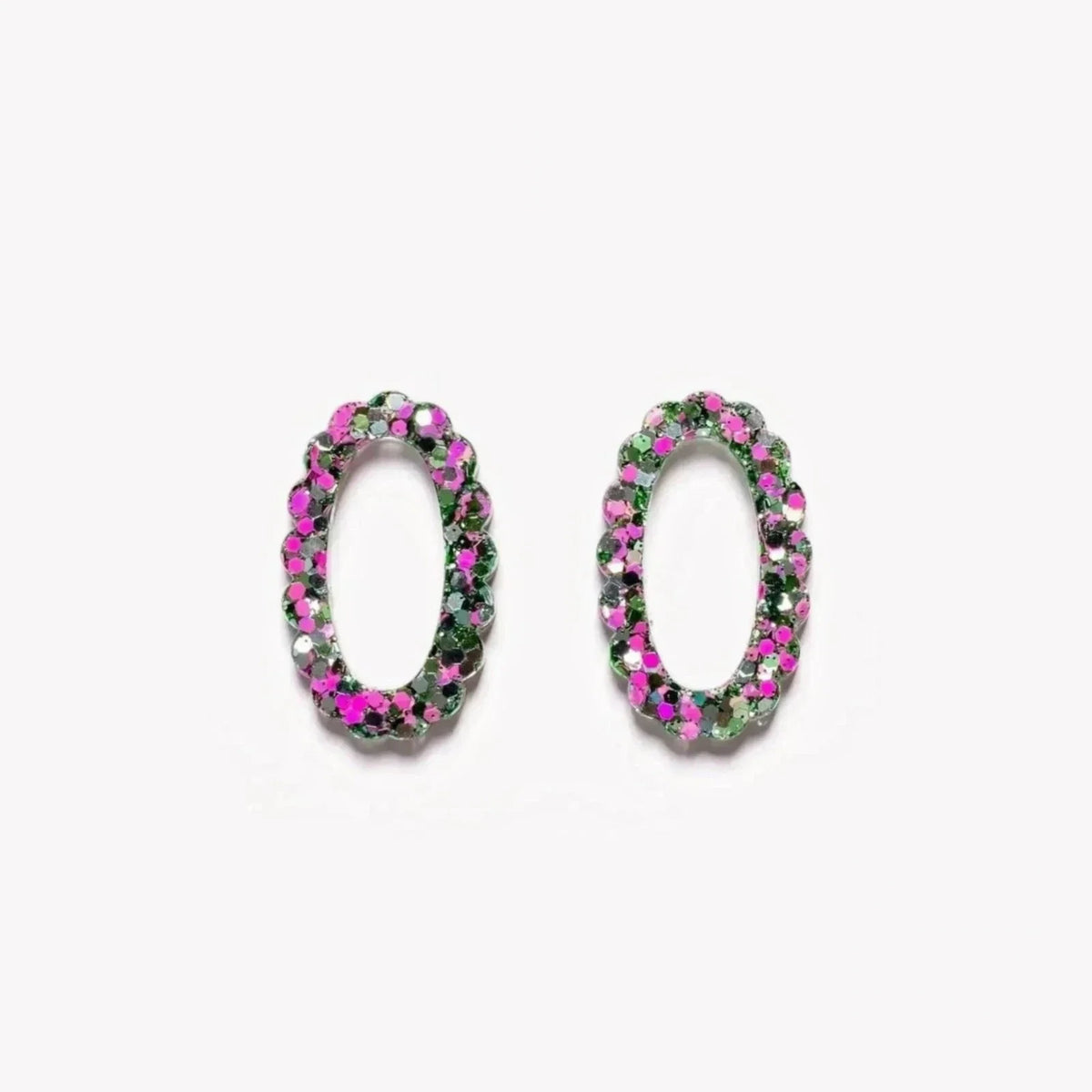 Pair of Oval charms in Mix Green Pink (no. 10) – Les Nicolettes