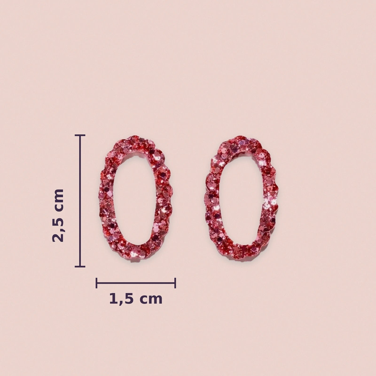 Actual size of Oval charms: 2.5 cm high and 1.5 cm wide