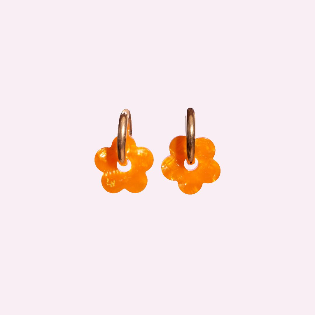 Créoles Fleur Acétate Orange-Les Nicolettes