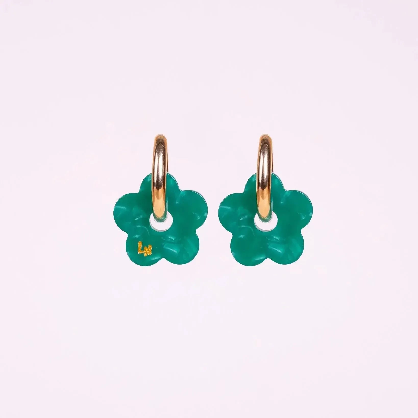 Créoles Fleur Acétate Vert-Les Nicolettes