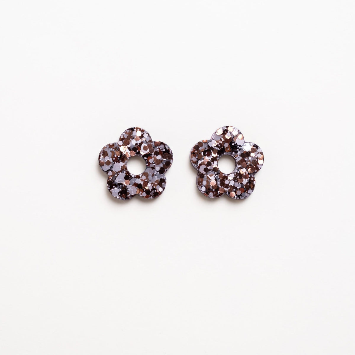 Créoles Fleur Mix Bleu Marron-Les Nicolettes