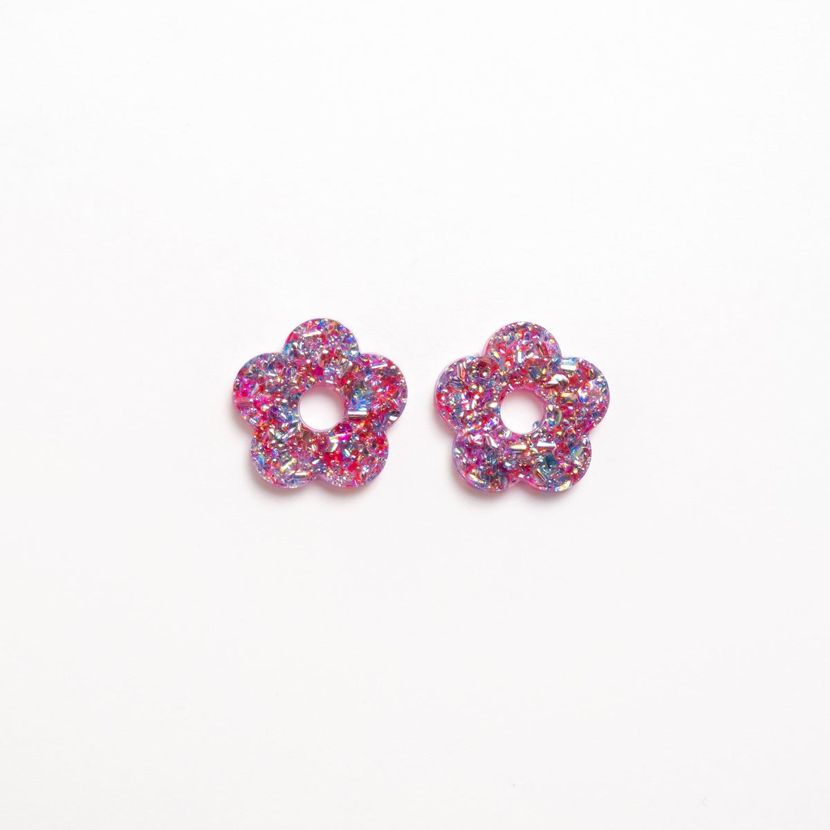 Créoles Fleur Pink Blue-Les Nicolettes