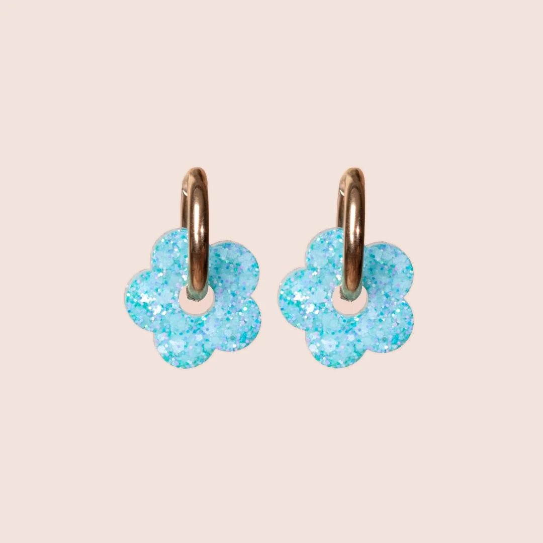 Créoles Fleur Sorbet Bleu – Les Nicolettes