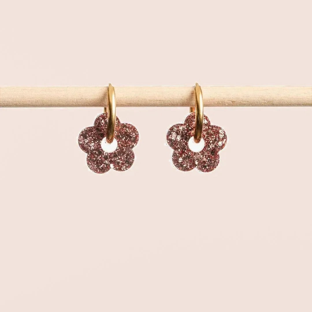 Créoles Mini Fleur Champagne Rosé – Les Nicolettes