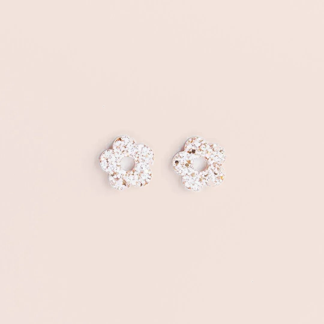 Créoles Mini Fleur Ivoire Champagne – Les Nicolettes