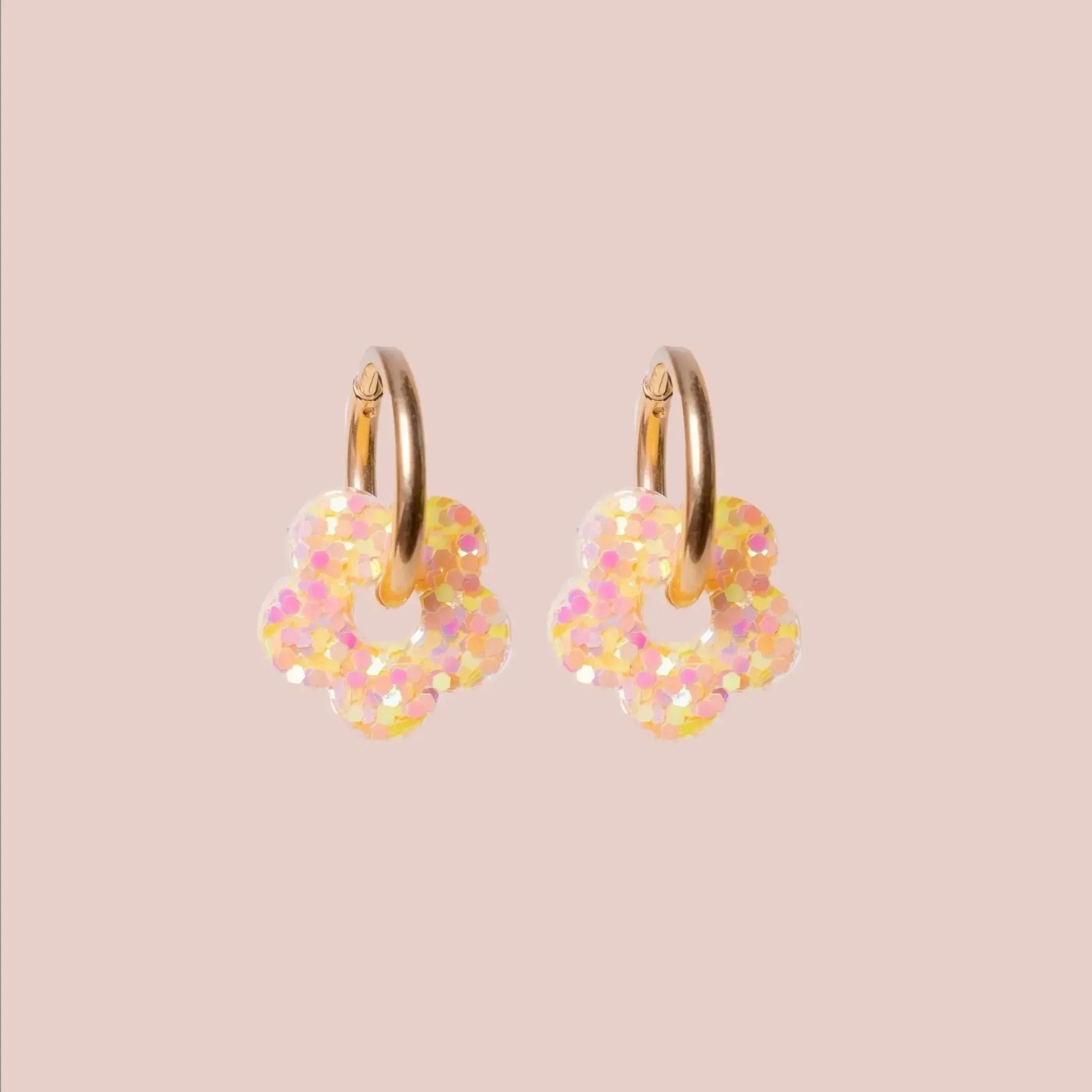 Créoles Mini Fleur Orange Jaune-Les Nicolettes
