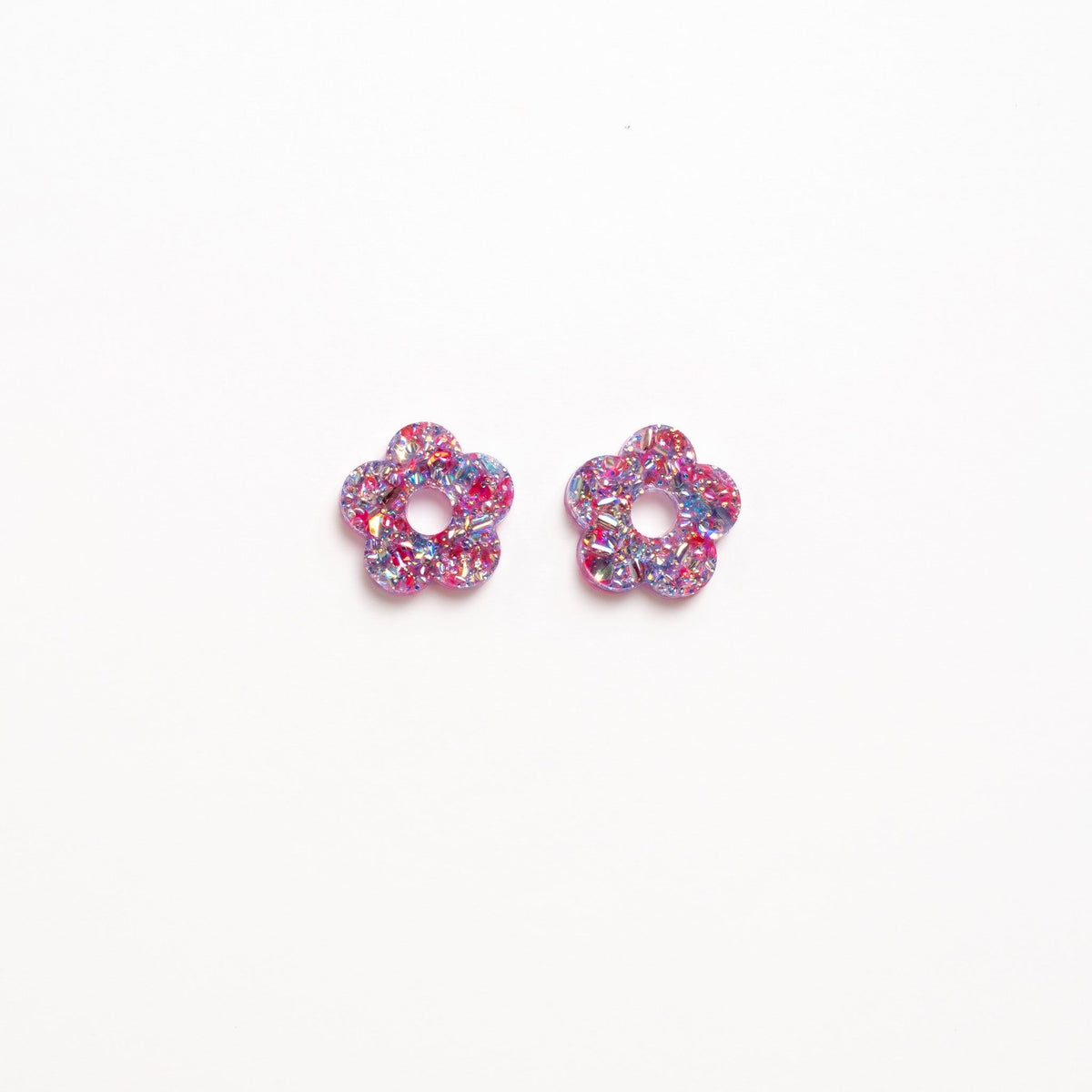 Créoles Mini Fleur Pink Blue-Les Nicolettes