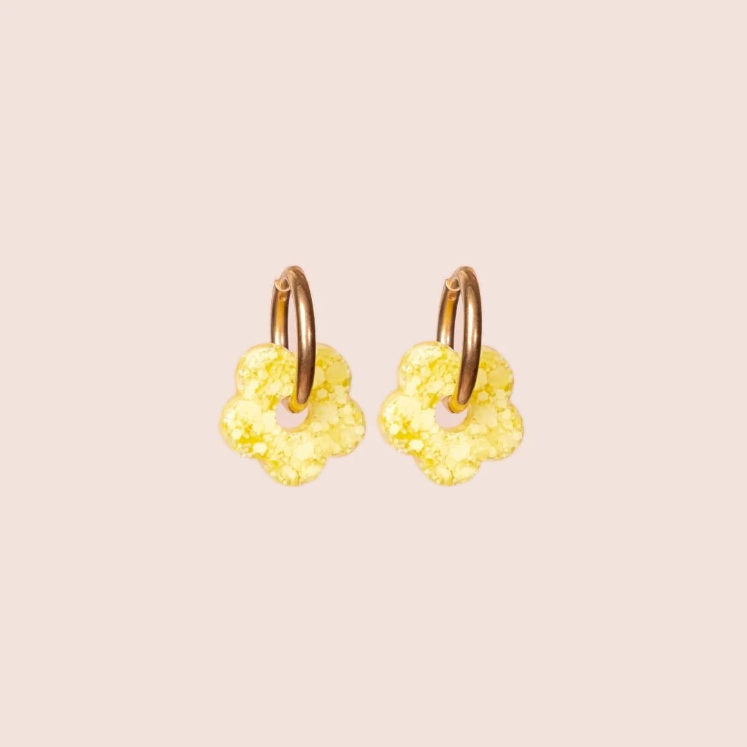 Créoles Mini Fleur Sorbet Citron – Les Nicolettes