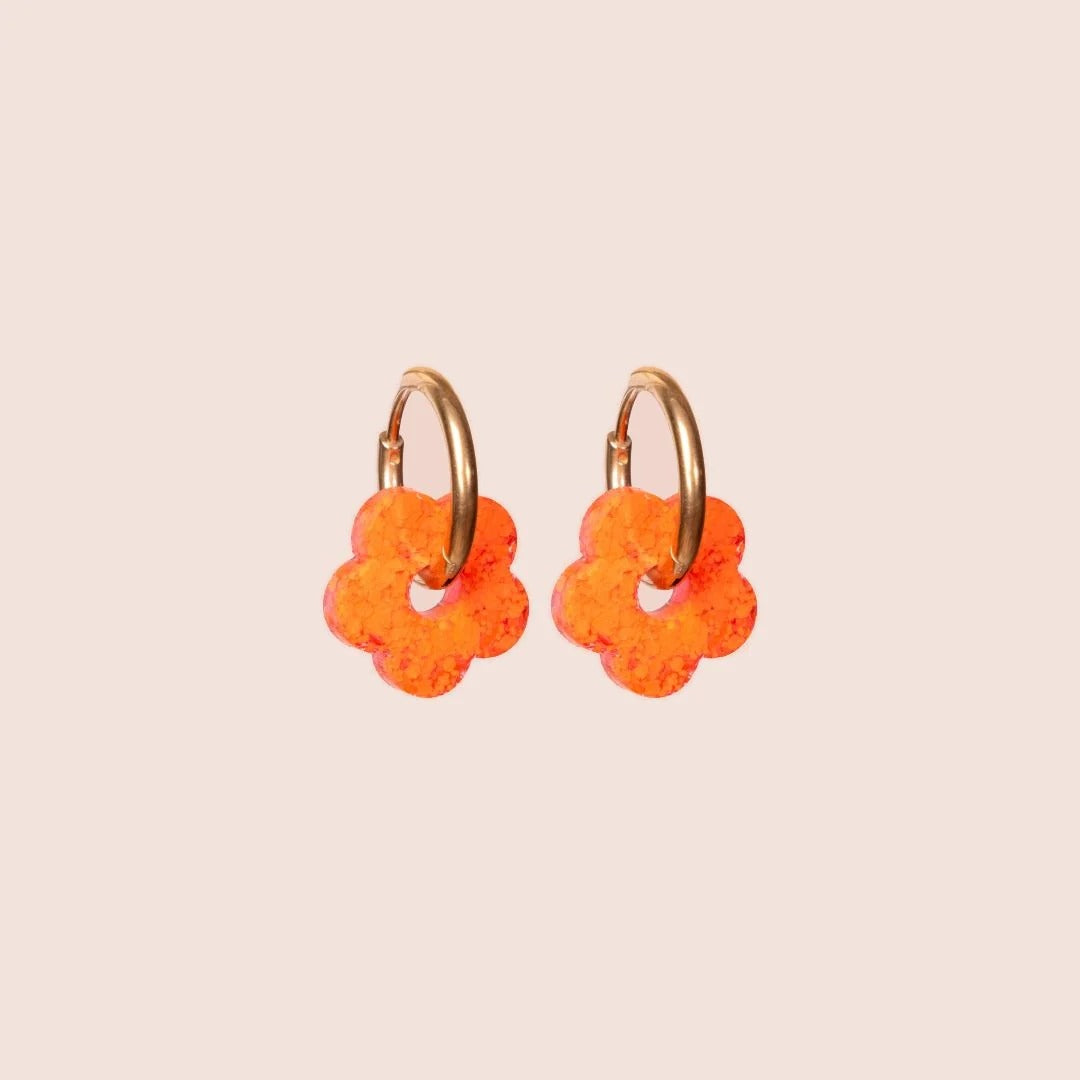 Créoles Mini Fleur Sorbet Orange – Les Nicolettes