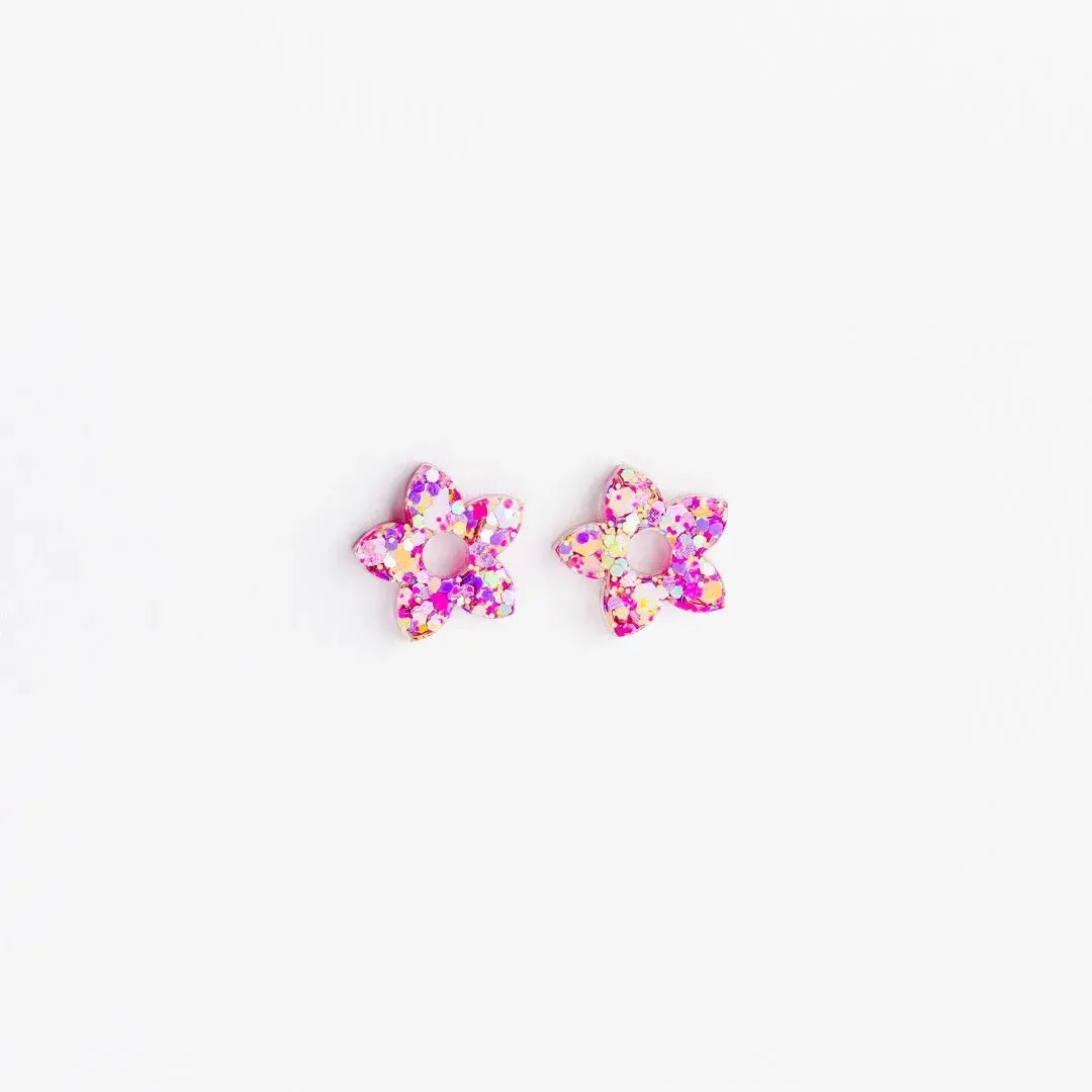 Créoles Mini Tiaré Barbiecore-Les Nicolettes