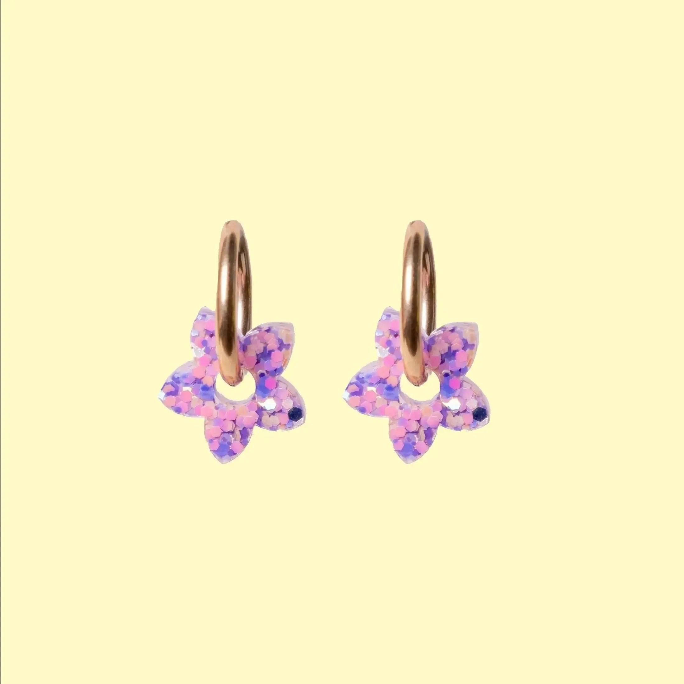 Créoles Mini Tiaré Mauve Orange-Les Nicolettes