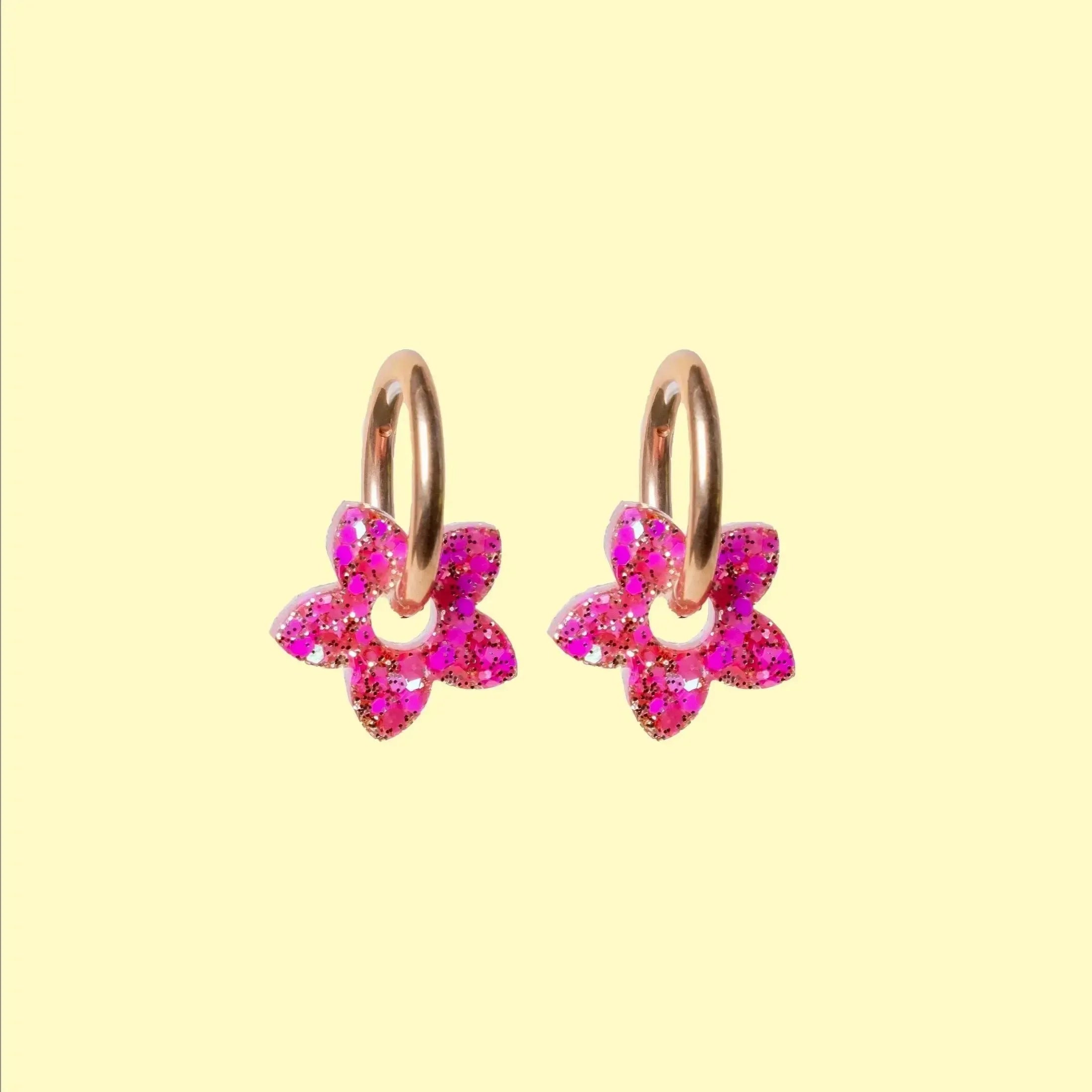Créoles Mini Tiaré Mix Rose Rouge-Les Nicolettes
