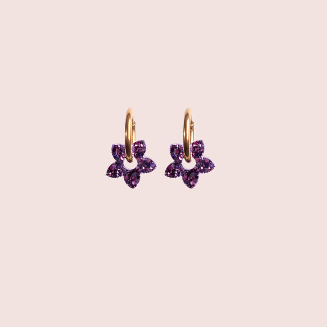 Créoles Mini Tiaré Mix Violet-Les Nicolettes