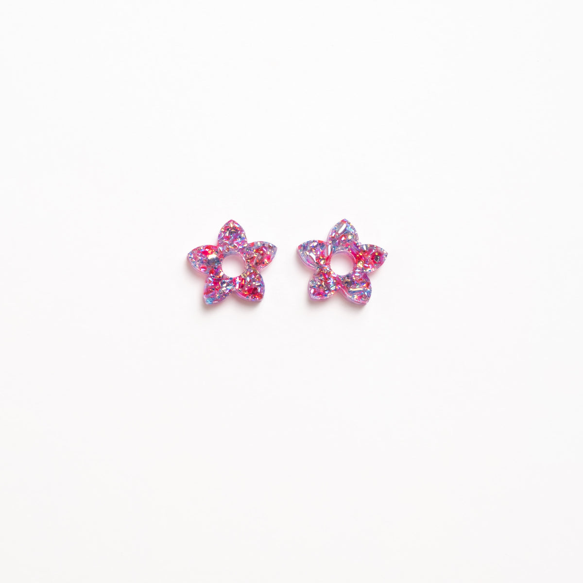 Créoles Mini Tiaré Pink Blue-Les Nicolettes