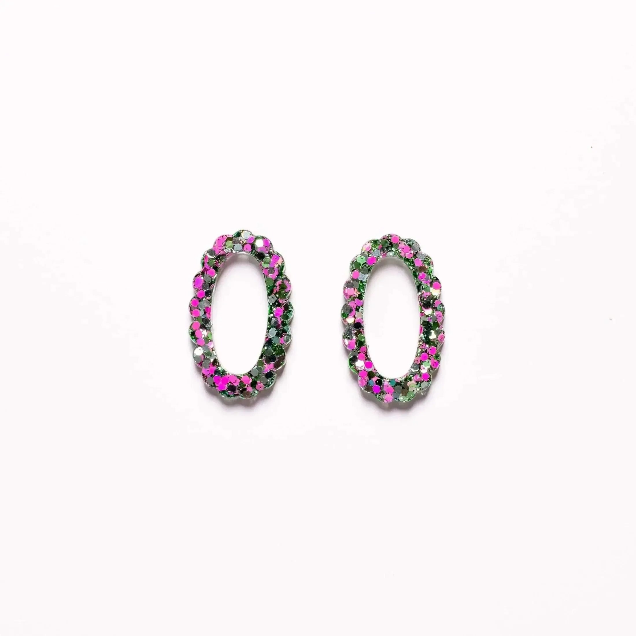 Créoles Ovale Mix Vert Rose-Les Nicolettes