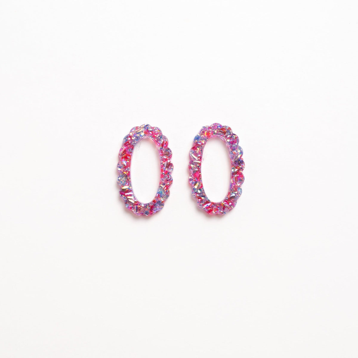 Créoles Ovale Pink Blue-Les Nicolettes