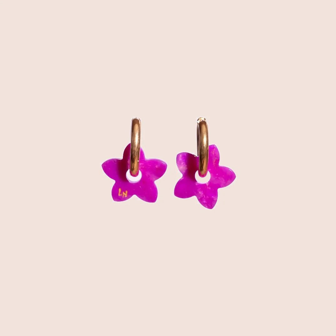 Créoles Tiaré Acétate Fuchsia – Les Nicolettes