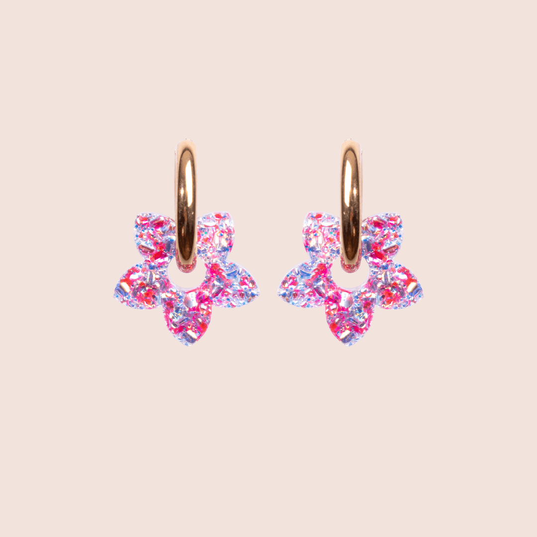 Créoles Tiaré Pink Blue-Les Nicolettes