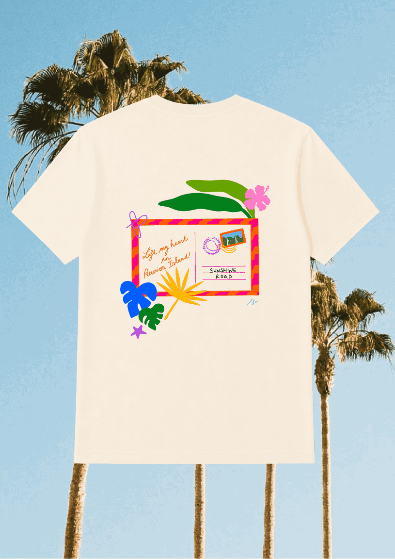 T-Shirt Cremeweiß | Postkarte Réunion