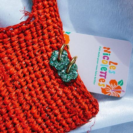 Créoles Fleur Mix Vert 2.0 pour femme en acier chirurgical hypoallergénique