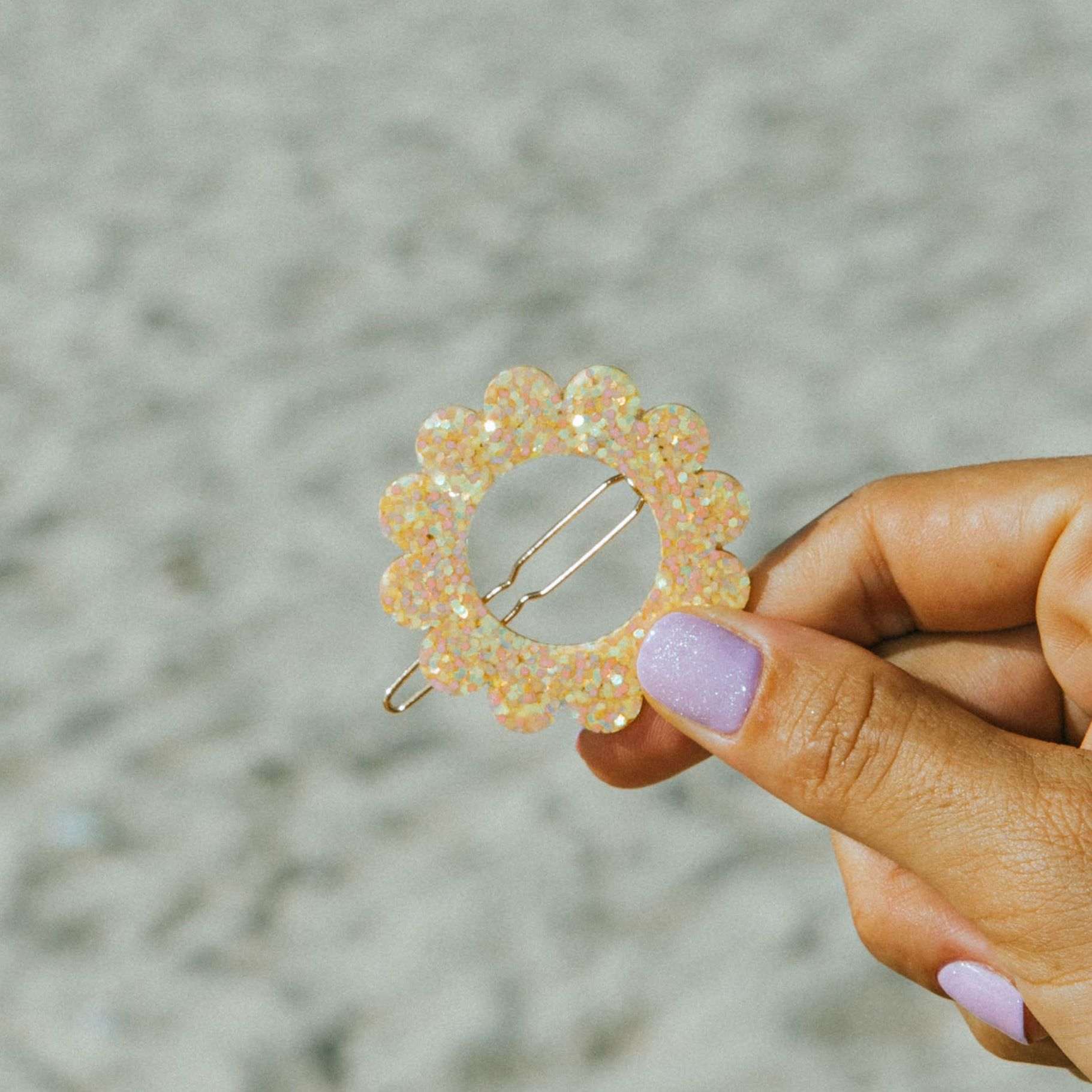 Barrette ronde Sunflower Orange Jaune