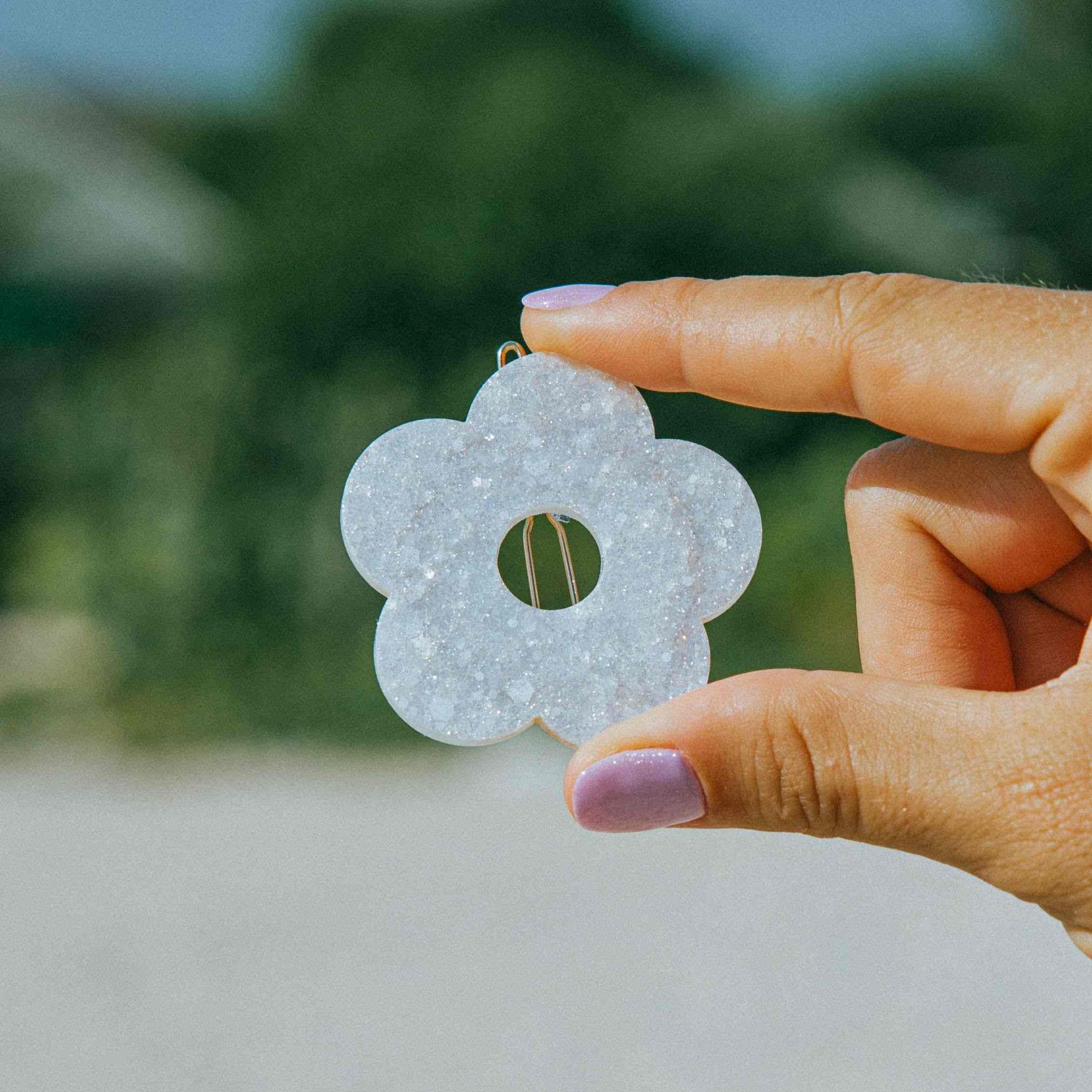 Barrette ronde Fleur Ivoire